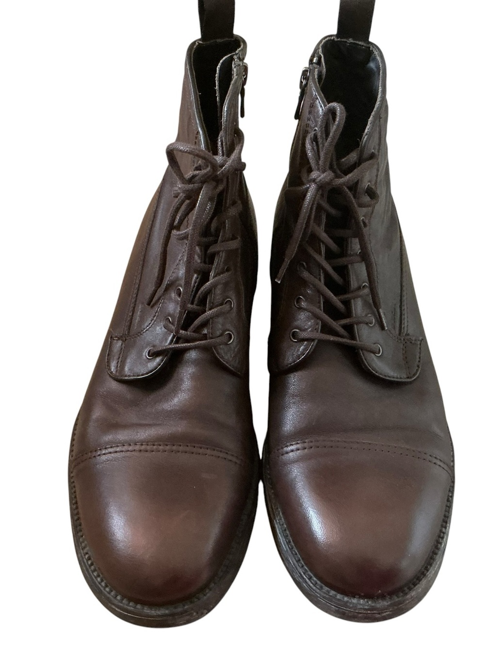 Geox brown leather boots size 10 cap-toe lace up